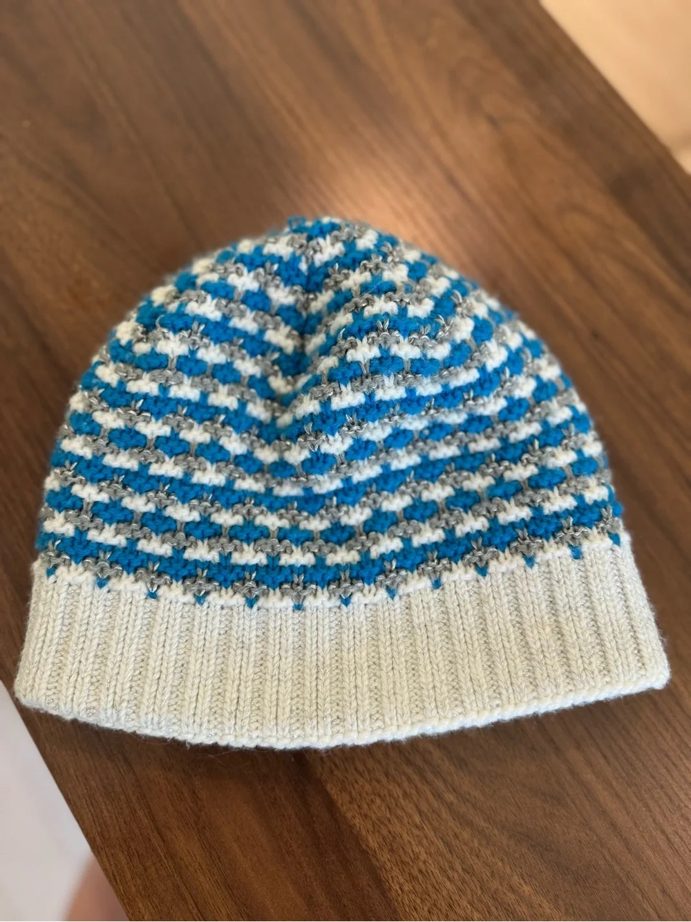 Spyder Blue & Cream Knit Hat with Embroidered Logo